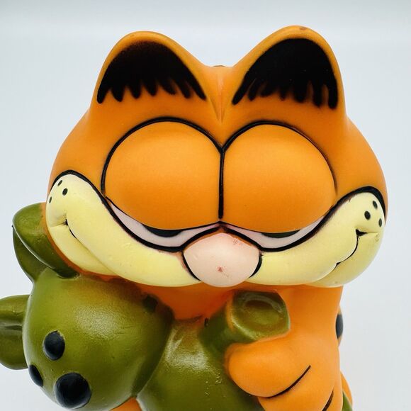 Vintage Garfield Piggy Bank 1981 80s Kats Meow 7” Retro Collectors Holding Pooky - Picture 9 of 11